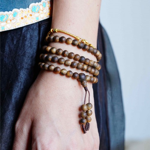 国香莺歌绿奇楠沉香手串电白海南天然种植棋楠108颗手链