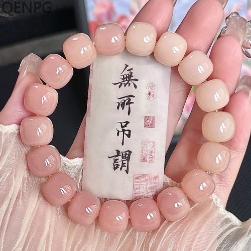 蜜白玉菩提根学生盘玩手串女绕指柔菩提子文玩佛珠念珠手链